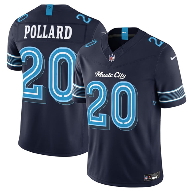 Men's Navy Tennessee Titans #20 Tony Pollard 2026 F.U.S.E. 'Music City' Rivalries Collection Limited Stitched Football Jersey